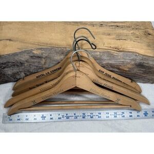Vintage Wooden Hotel And Advertising Hangers Lot 4 New York Puerto Rico Hilton
